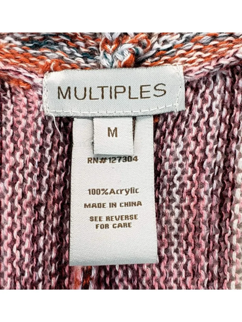 Kimono Cardigan Sweater Open Front M Multiples Multicolored Stipes Boho Cottage - Picture 5 of 12